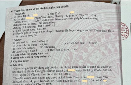 Bán nhà Phạm Văn Chiêu Phường 14 Q. Gò Vấp, ngang 7.68m, giá giảm còn 8.x tỷ